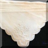 N07. Set of 5 white cotton napkins with flower embroidery. - $10 